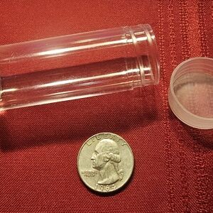 1964 Silver Washington Quarter With Storage Tube.
